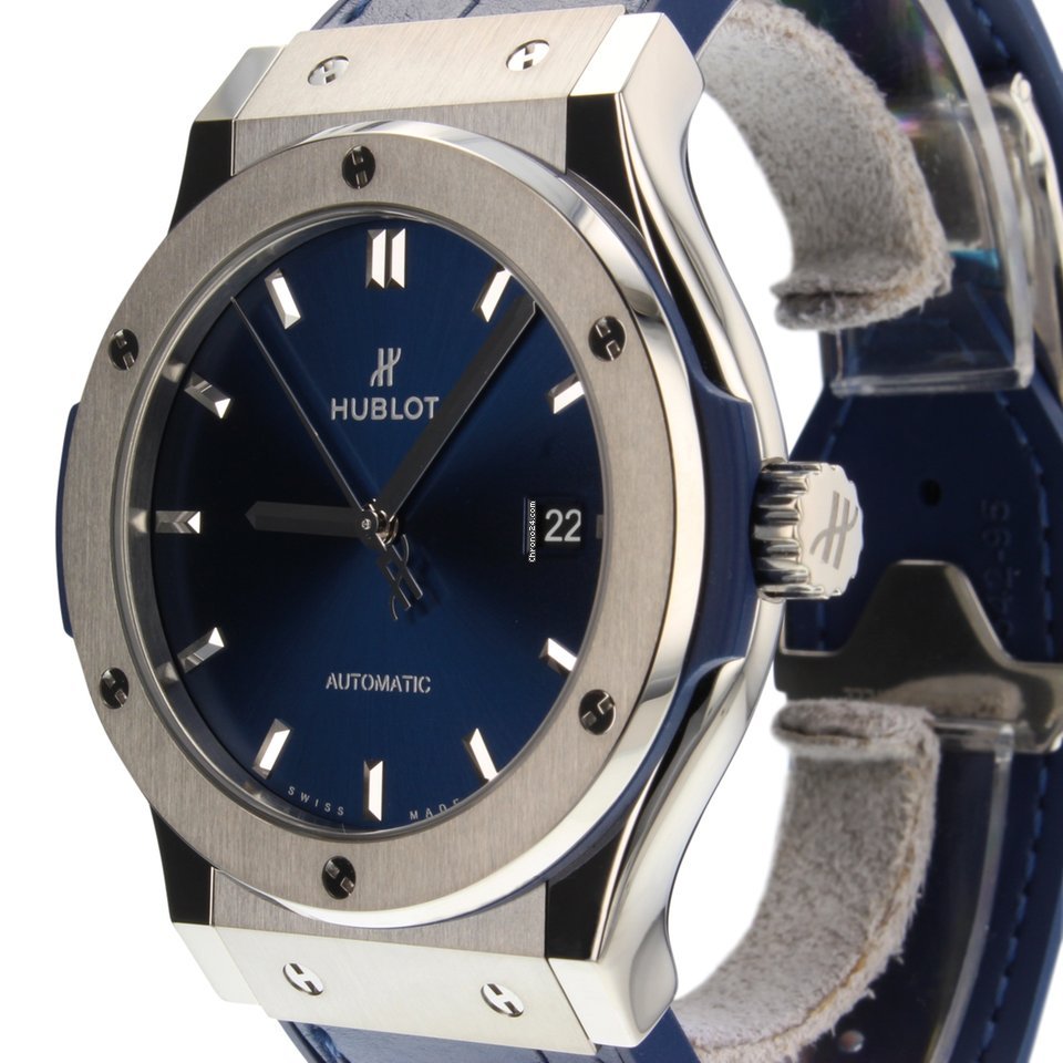 IMG_9081 Hublot Classic Fusion Blue Mens watch Unisex Automatic Titanium 542NX7170LR Replica 4