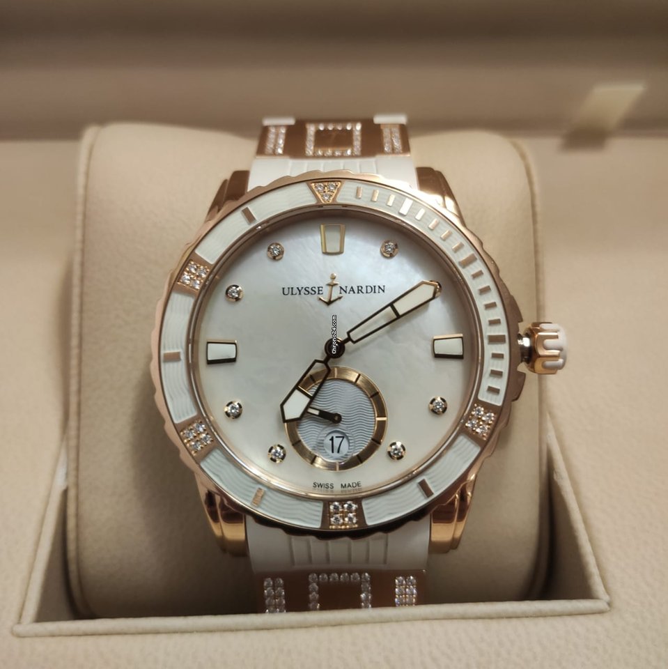 IMG_9081 Ulysse Nardin Lady Diver Womens watch Automatic Rose gold 3202-190-3C 10.10 Replica 4