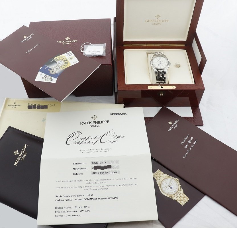 IMG_9081 Patek Philippe Annual Calendar Mens watch Unisex Automatic White gold 5036 1G-017 Replica 4