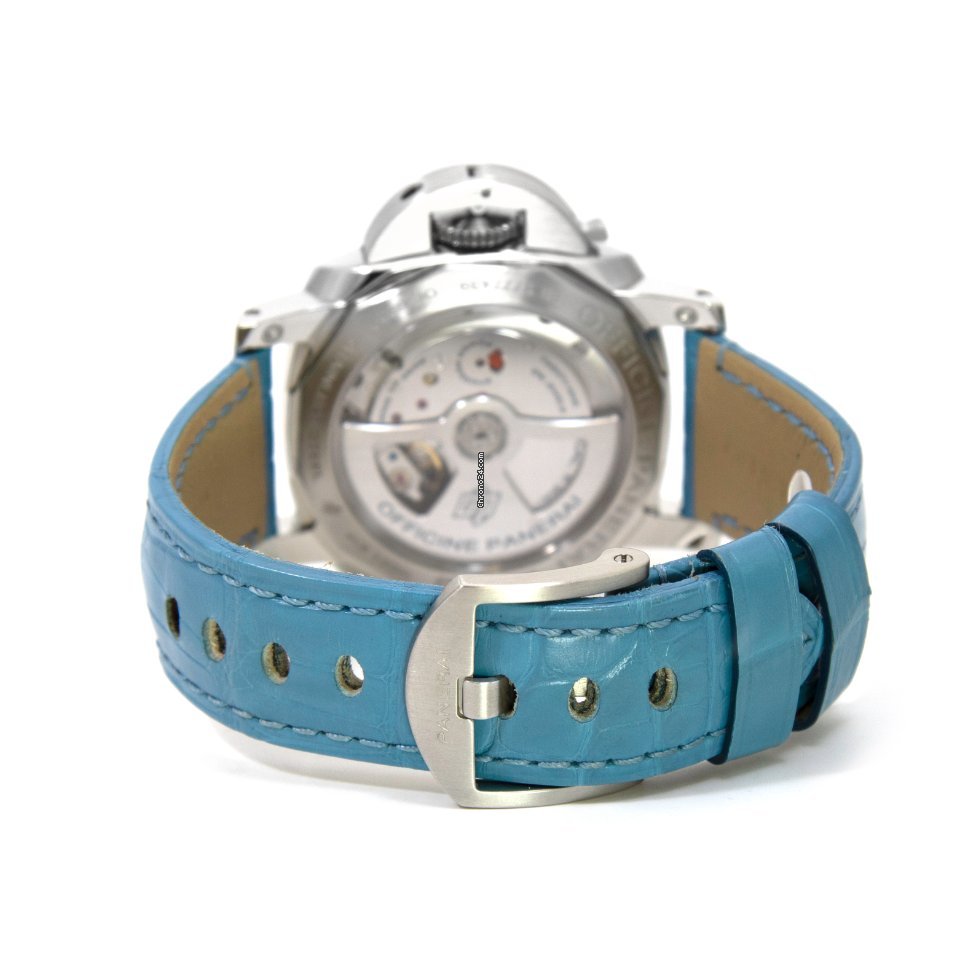 IMG_9081 Panerai Luminor 1950 3 Days GMT Automatic Mens watch Unisex Automatic Steel PAM 00535 Replica 4