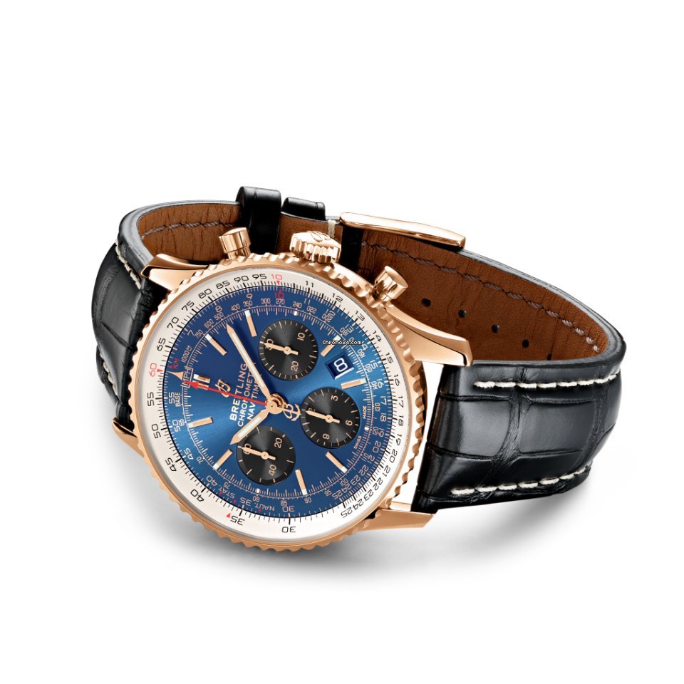 IMG_9081 Breitling Navitimer 1 B01 Chronograph 43 Mens watch Unisex Automatic Red gold RB0121211C1P1 Replica 4