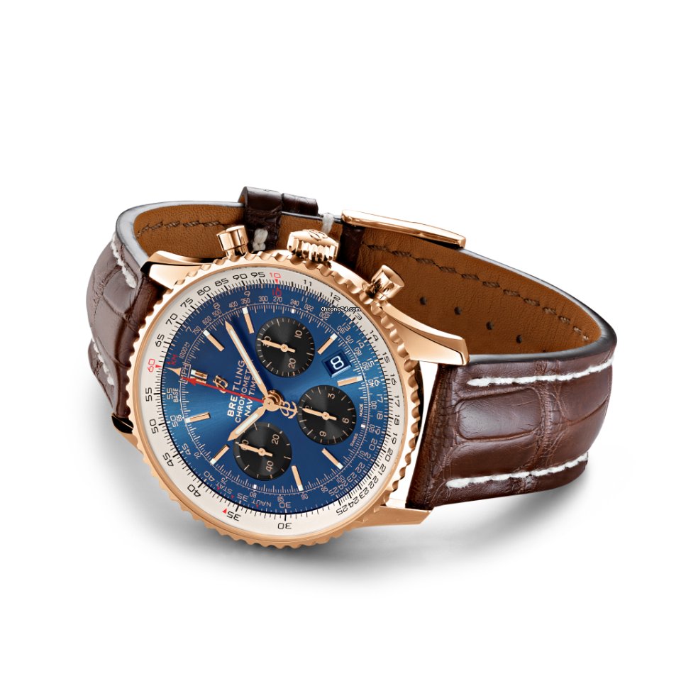 IMG_9081 Breitling Navitimer 1 B01 Chronograph 43 Mens watch Unisex Automatic Red gold RB0121211C1P2 Replica 4
