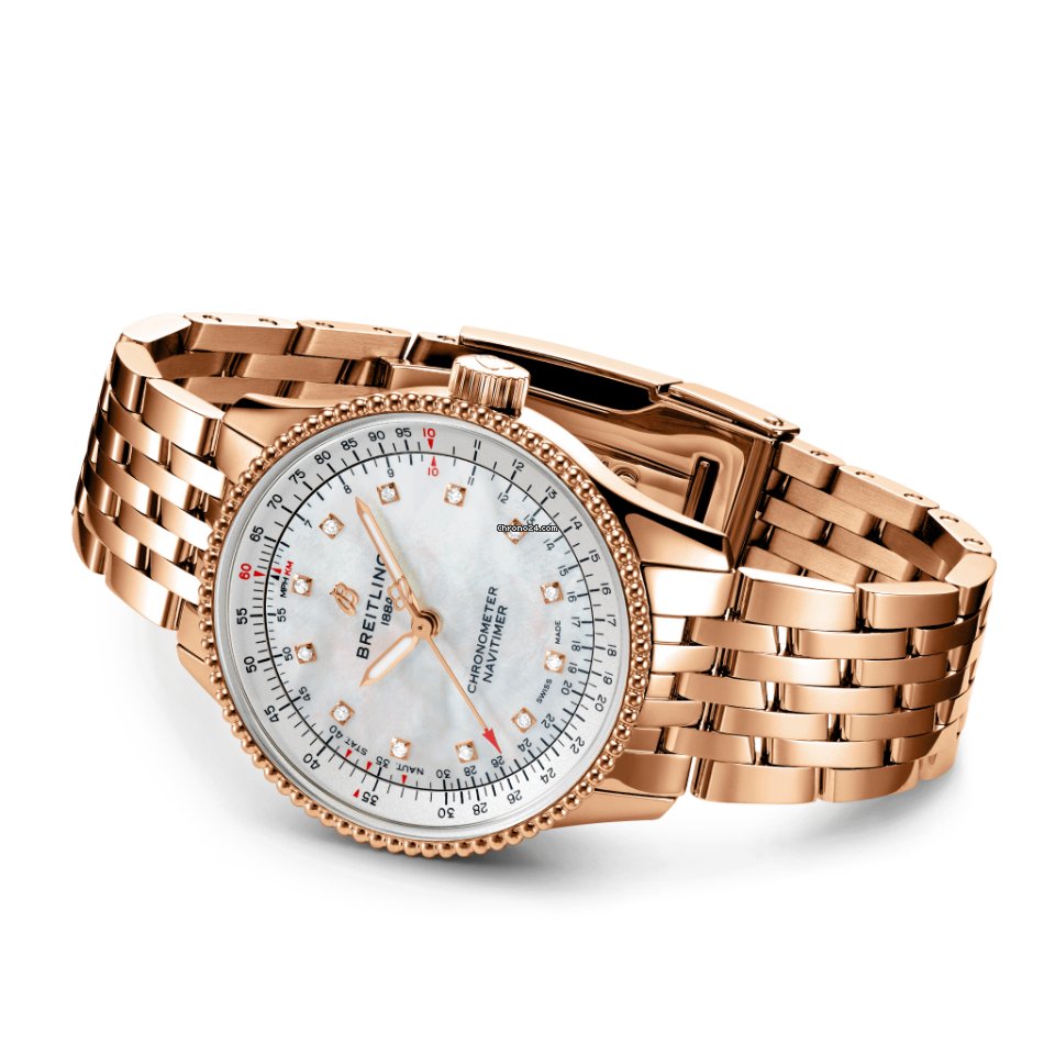 IMG_9081 Breitling Navitimer Womens watch Automatic Red gold R17395211A1R1 Replica 4