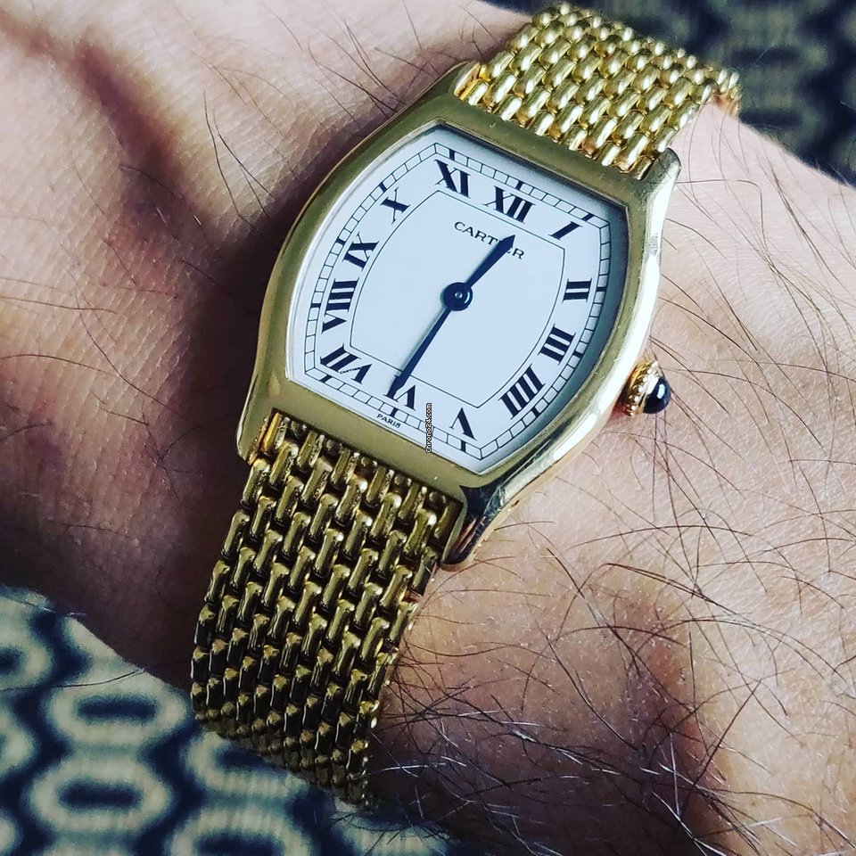 IMG_9081 Cartier Tortue Mens watch Unisex Manual winding Yellow gold 96069 Replica 4