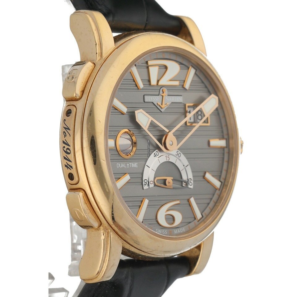 IMG_9081 Ulysse Nardin Dual Time Mens watch Unisex Automatic Yellow gold 246-55 Replica 4