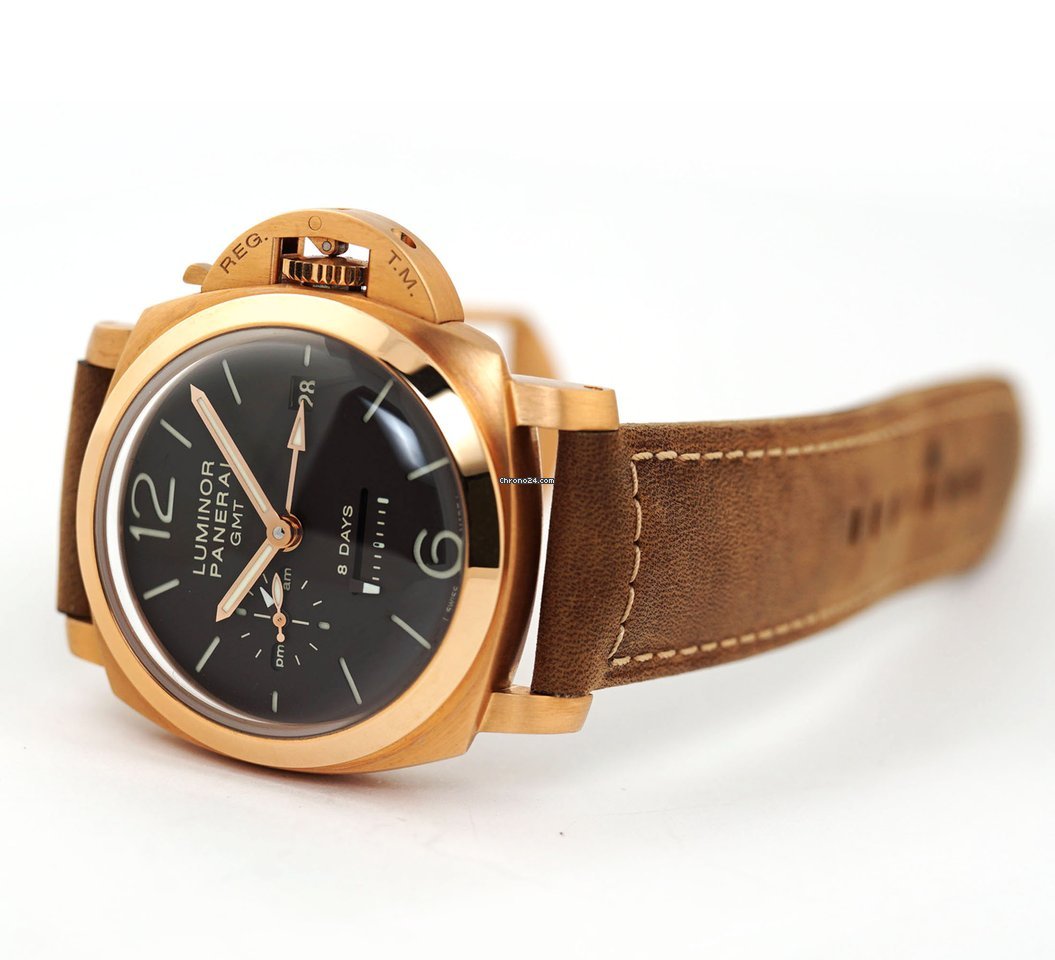 Panerai Luminor 1950 8 Days GMT Mens watch Unisex Manual winding Rose gold PAM 00289 Replica 4