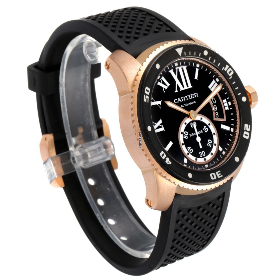 IMG_9081 Cartier Calibre de Cartier Diver Mens watch Unisex Automatic Rose gold W7100052 Replica 4