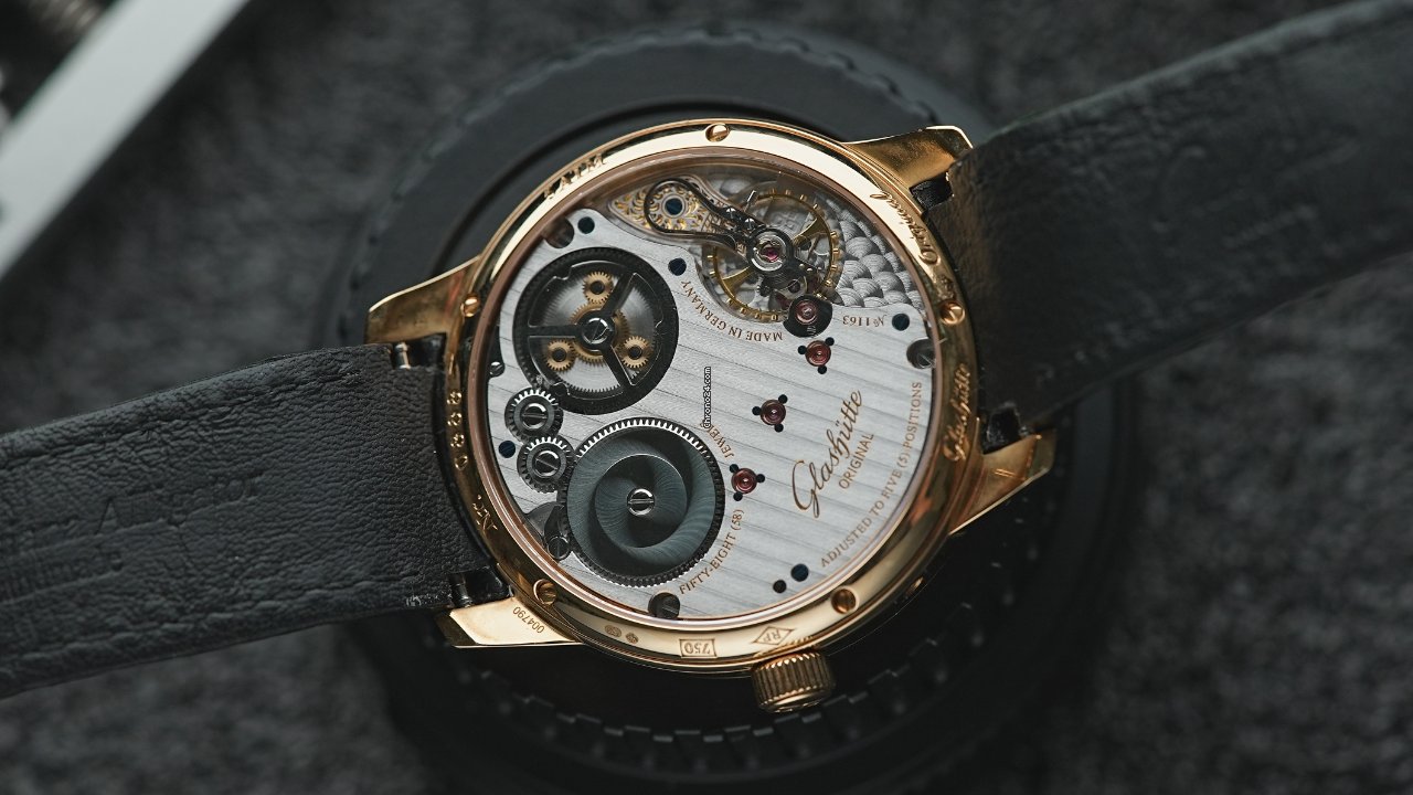 IMG_9081 Glashutte Original Senator Chronometer Mens watch Unisex Manual winding Rose gold 58-01-01-01-04 Replica 4