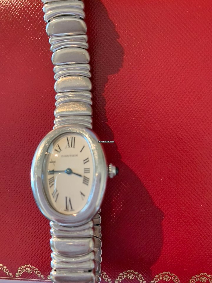 IMG_9081 Cartier Baignoire Womens watch Quartz White gold WB520025 Replica 4