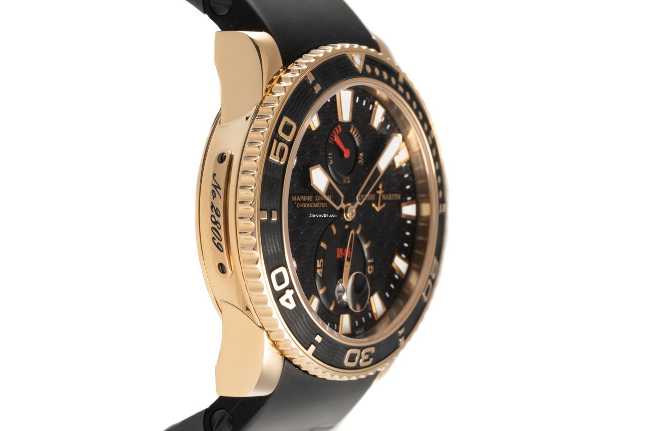 IMG_9081 Ulysse Nardin Maxi Marine Diver Mens watch Unisex Automatic Yellow gold 266-33 Replica 4