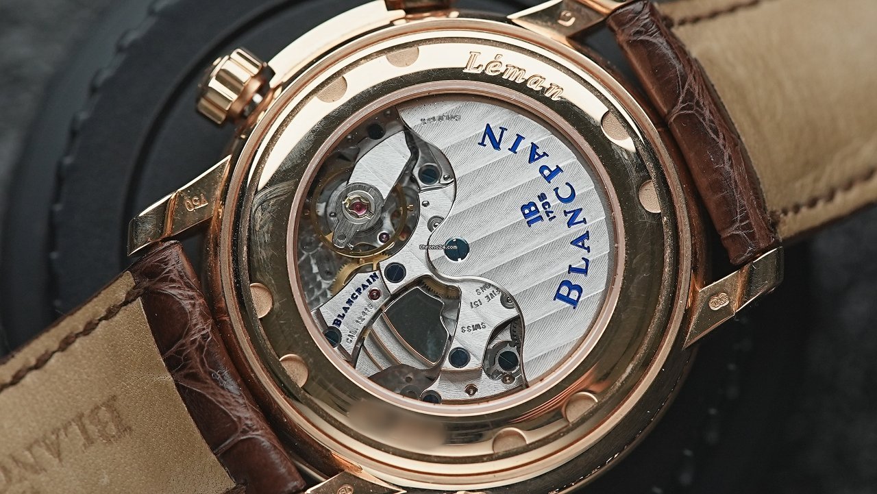 IMG_9081 Blancpain Leman Reveil GMT Mens watch Unisex Automatic Rose gold 2041-3642M-53B Replica 4
