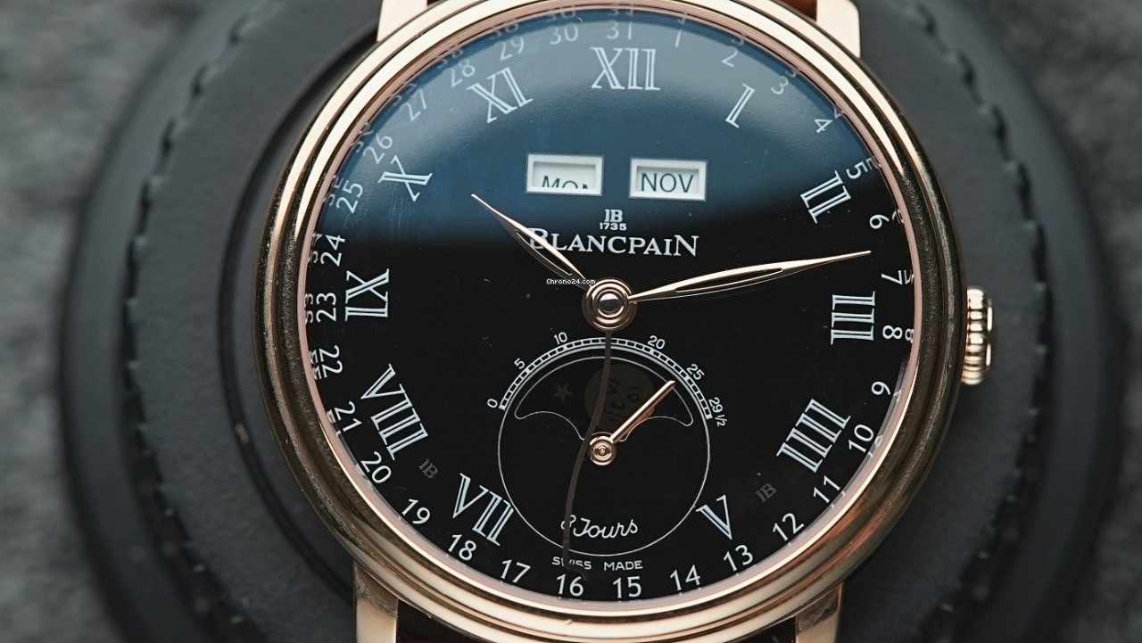 IMG_9081 Blancpain Villeret Quantieme Complet Mens watch Unisex Automatic Rose gold 6639-3637-55b Replica 4