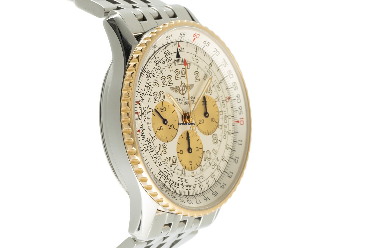 IMG_9081 Breitling Navitimer Cosmonaute Mens watch Unisex Manual winding Gold Steel D12022 Replica 4
