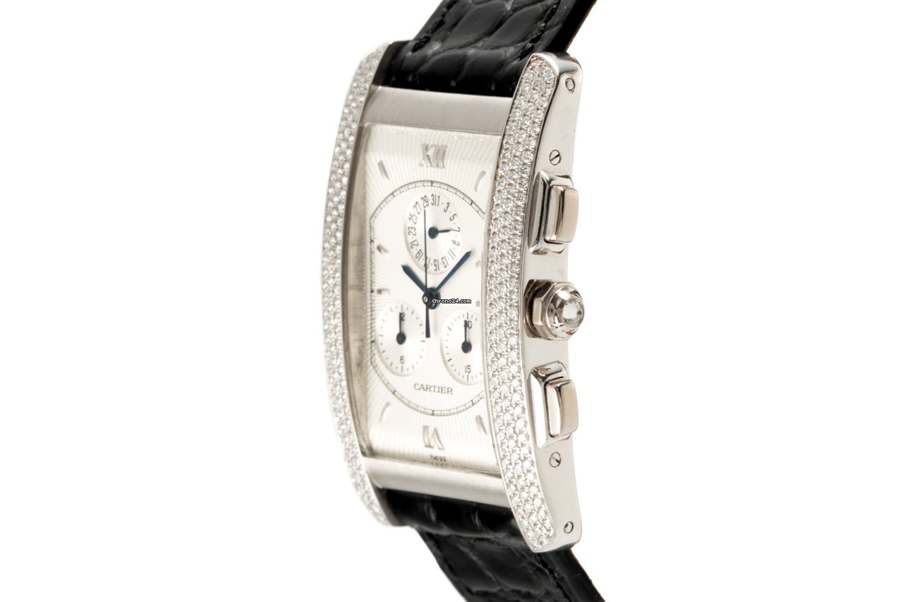 IMG_9081 Cartier Tank Americaine Mens watch Unisex Quartz White gold 2339 Replica 4
