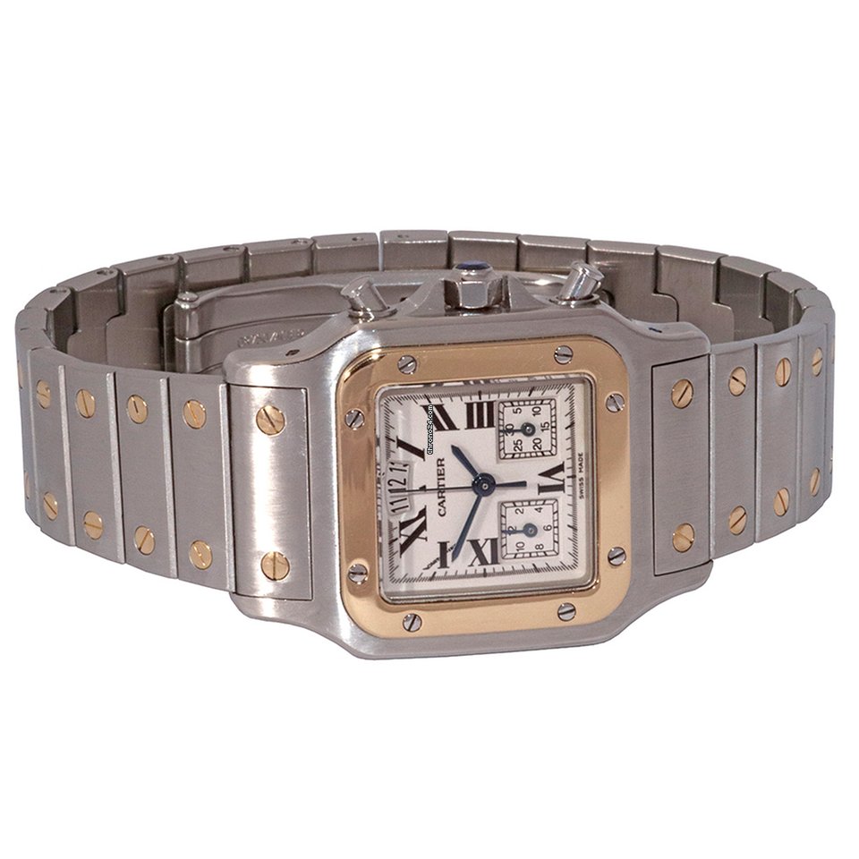 Cartier Santos Mens watch Unisex Quartz Gold Steel 2425 Replica 4