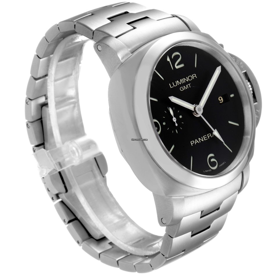 IMG_9081 Panerai Luminor 1950 3 Days GMT Automatic Mens watch Unisex Automatic Steel PAM00329 Replica 4