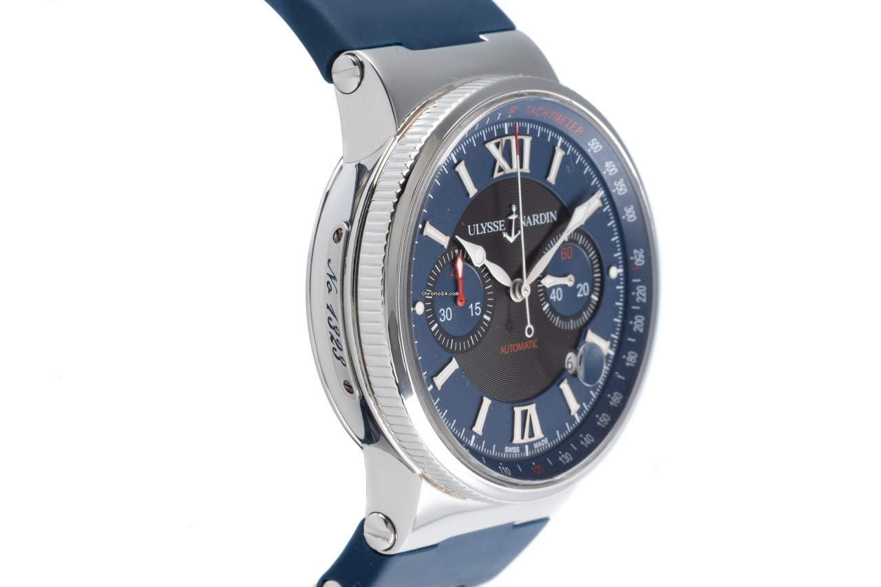 IMG_9081 Ulysse Nardin Marine Chronograph Mens watch Unisex Automatic Steel 353-66 Replica 4