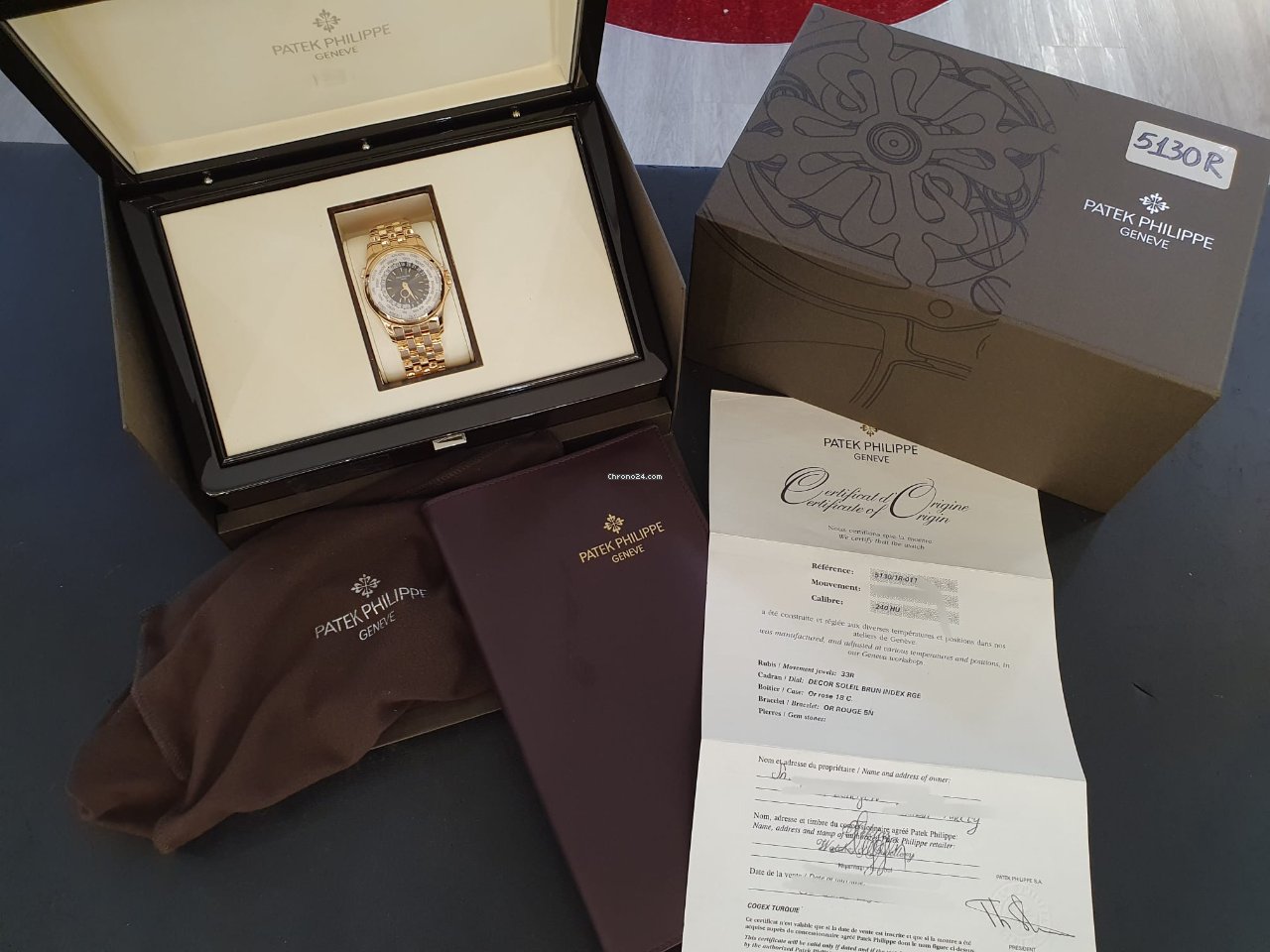 IMG_9081 Patek Philippe World Time Mens watch Unisex Automatic Rose gold 5130 1R-011 Replica 4
