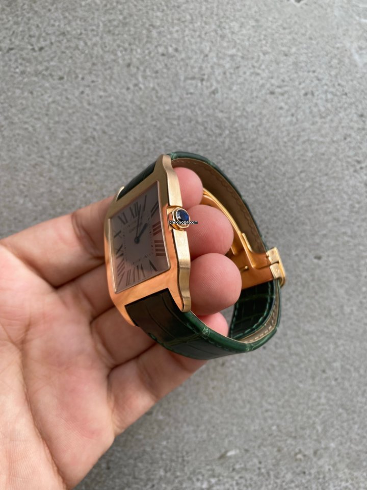 IMG_9081 Cartier Santos Dumont Mens watch Unisex Manual winding Rose gold 2650 Replica 4