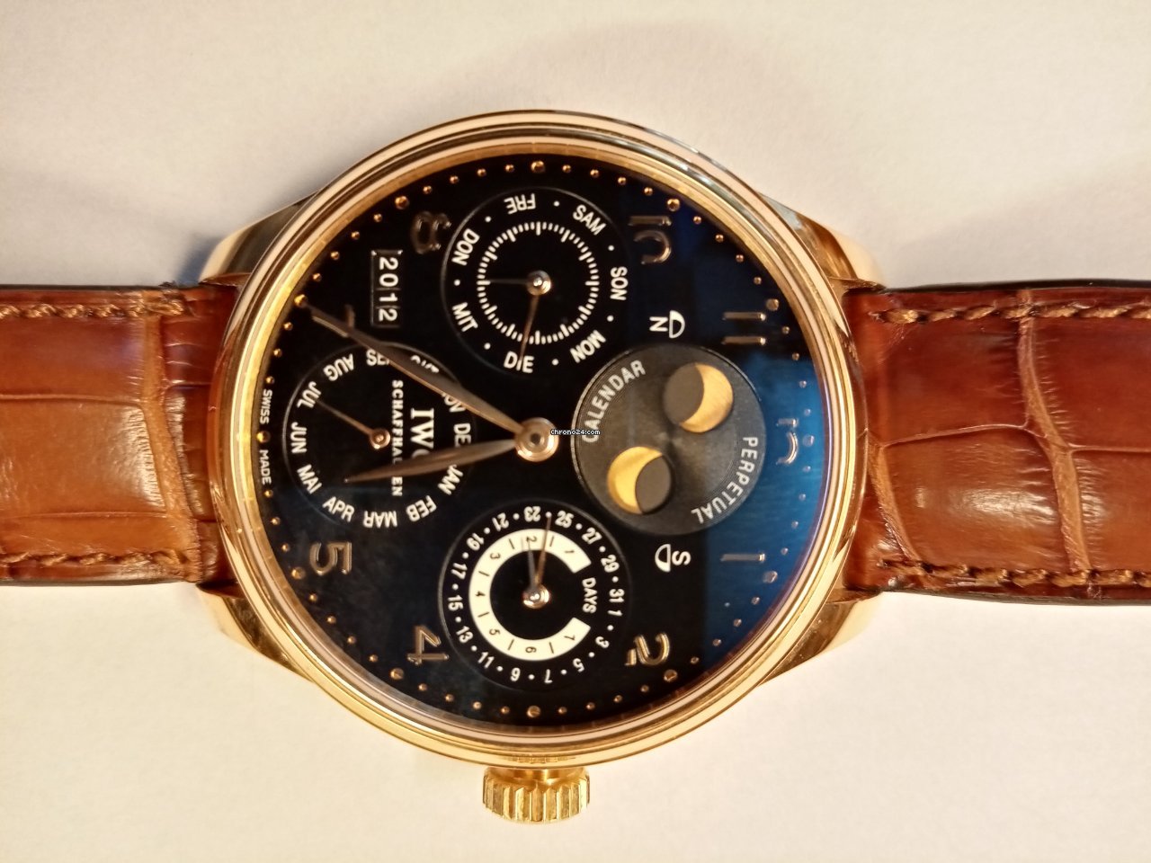 IMG_9081 IWC Portuguese Perpetual Calendar Mens watch Unisex Automatic Rose gold IW502101 Replica 4