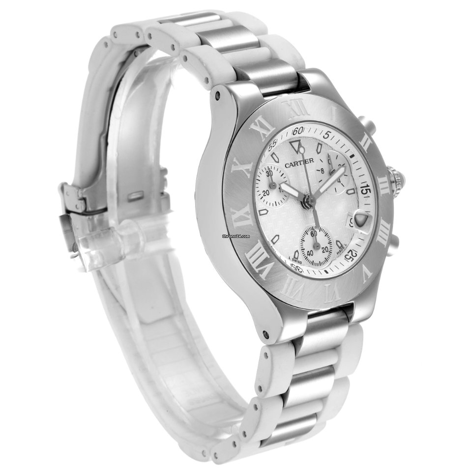 IMG_9081 Cartier 21 Chronoscaph Mens watch Unisex Quartz Steel W10184U2 Replica 4