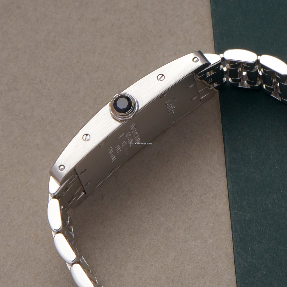 IMG_9081 Cartier Tank Americaine Mens watch Unisex Quartz White gold 1713 Replica 4