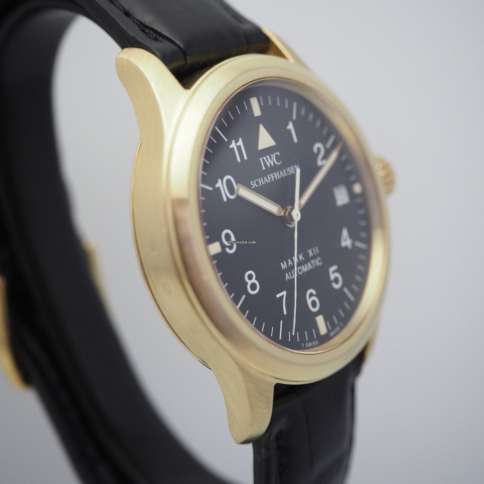 IMG_9081 IWC Pilot Mark Mens watch Unisex Automatic Yellow gold IW 3241 Replica 4