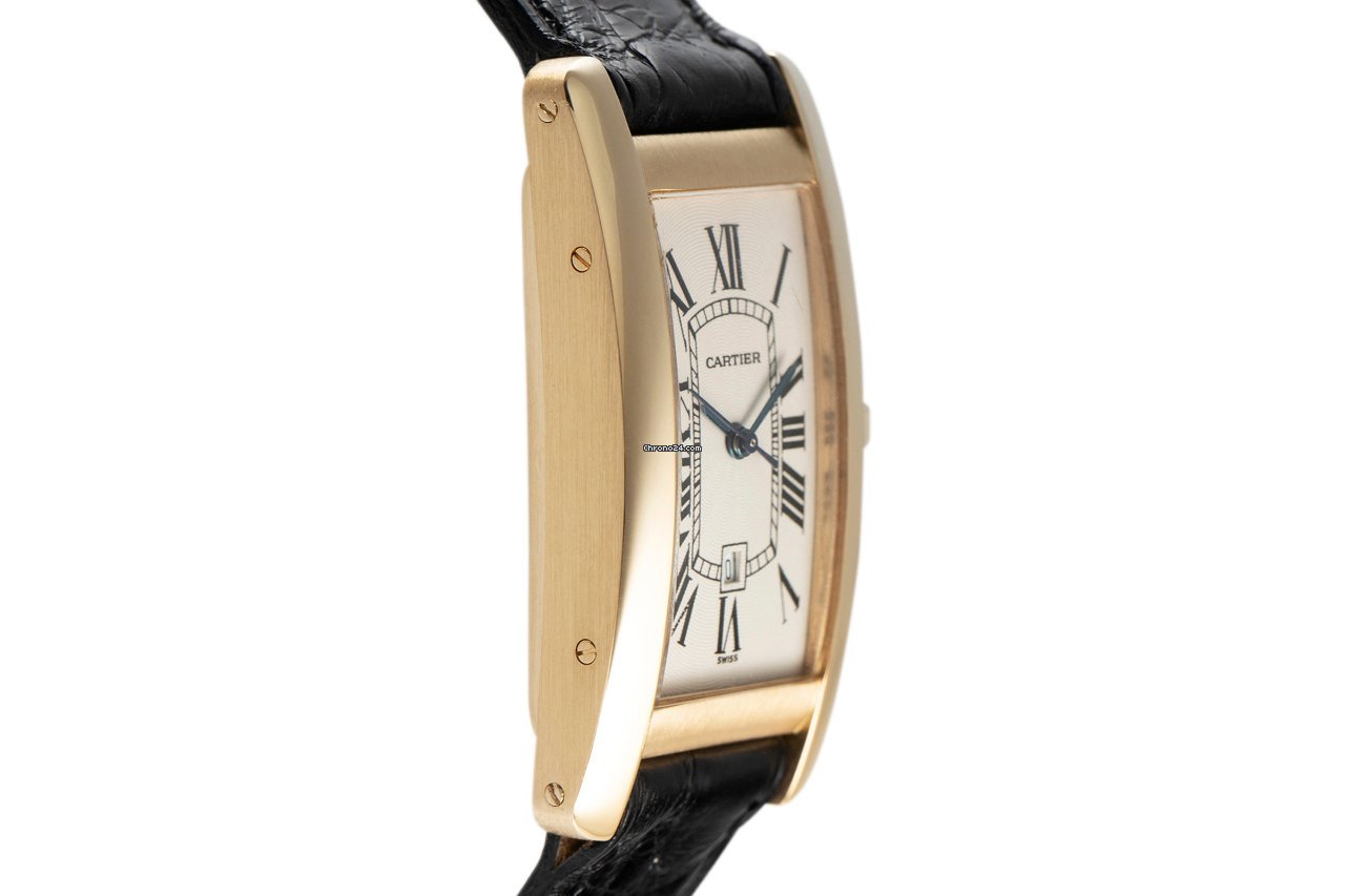 IMG_9081 Cartier Tank Americaine Mens watch Unisex Automatic Yellow gold 2483 Replica 4