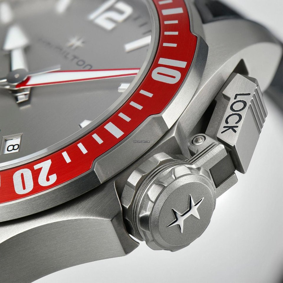 IMG_9081 Hamilton Khaki Navy Frogman Mens watch Unisex Automatic Titanium H77805380 Replica 4