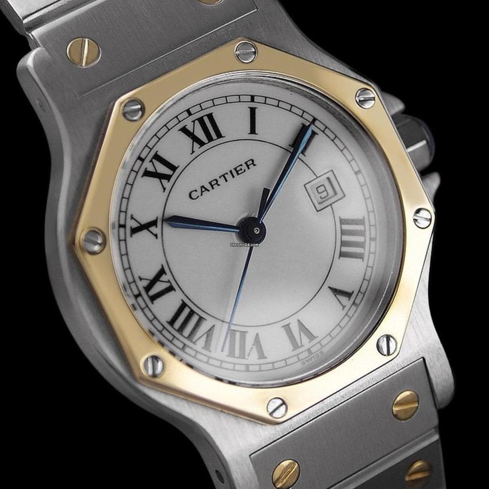 IMG_9081 Cartier Santos Mens watch Unisex Automatic Gold Steel 8349ST Replica 4