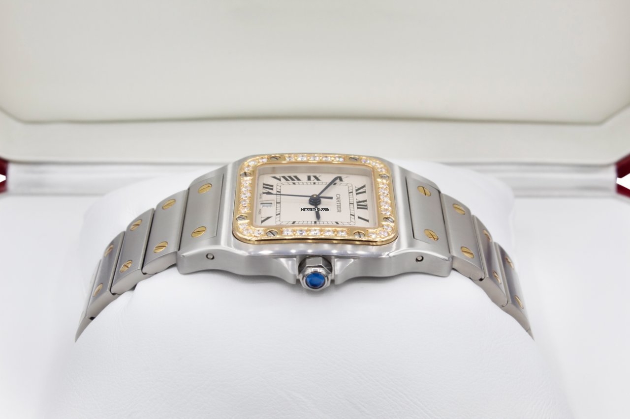 Cartier Santos Galbee Mens watch Unisex Quartz Gold Steel 1566 Replica 4
