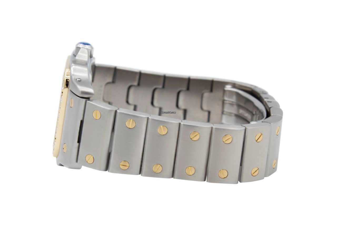 IMG_9081 Cartier Santos Galbee Womens watch Quartz Gold Steel 1567 Replica 4