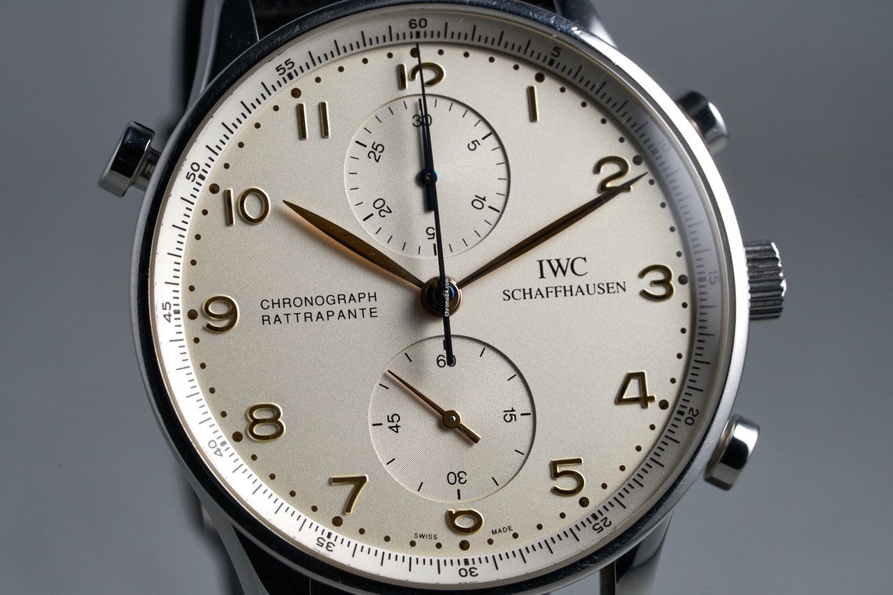 IWC Portuguese Chronograph Mens watch Unisex Manual winding Steel IW3712 Replica 4