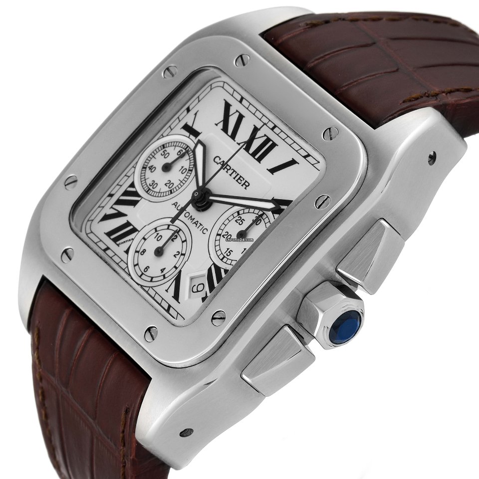 IMG_9081 Cartier Santos 100 Mens watch Unisex Automatic W20090X8 Replica 4