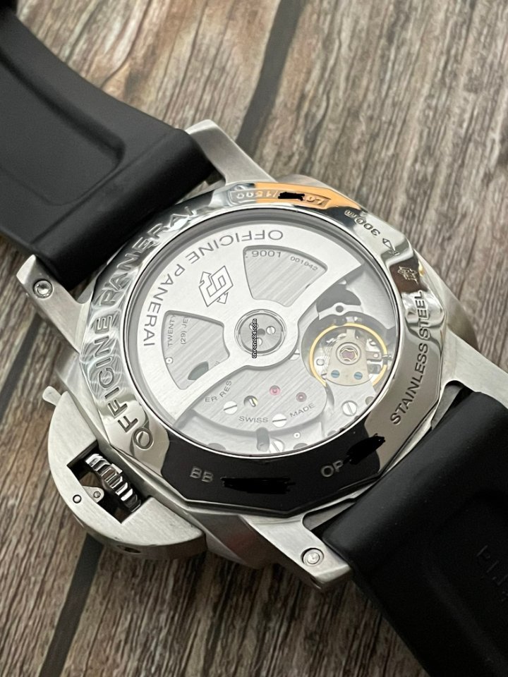 IMG_9081 Panerai Luminor 1950 3 Days GMT Automatic Mens watch Unisex Automatic Steel PAM 00320 Replica 4