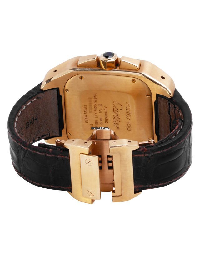 IMG_9081 Cartier Santos 100 Mens watch Unisex Automatic Yellow gold 2741 Replica 4