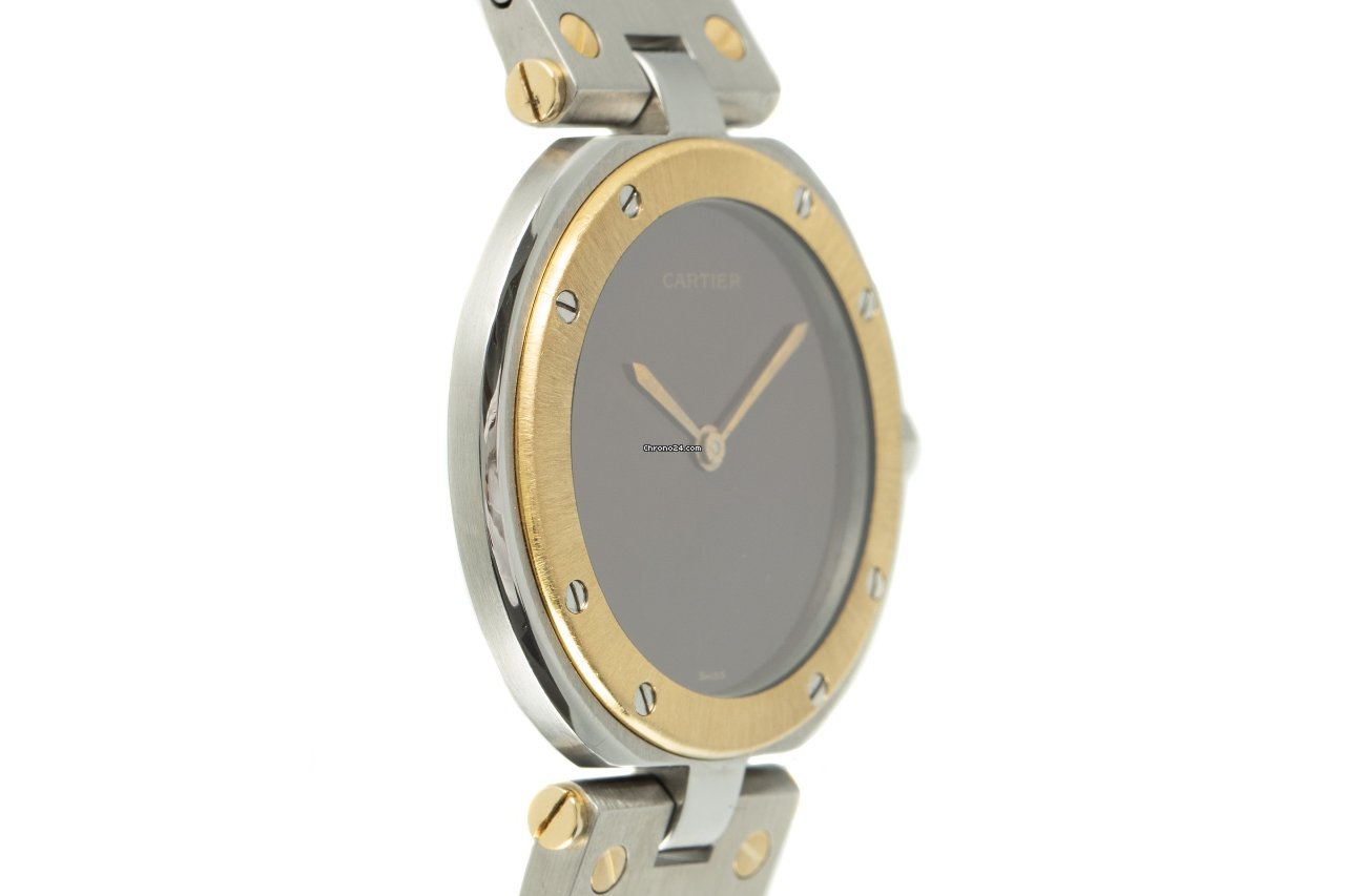 IMG_9081 Cartier Santos Womens watch Quartz Gold Steel 8191 Replica 4