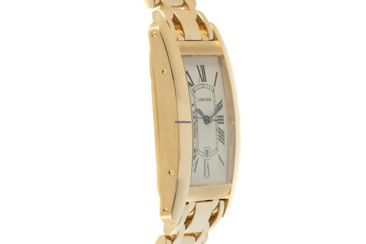 IMG_9081 Cartier Tank Americaine Mens watch Unisex Automatic Yellow gold 1725 Replica 4