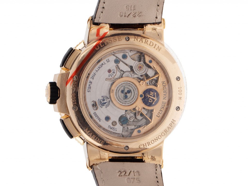 IMG_9081 Ulysse Nardin Marine Chronograph Mens watch Unisex Automatic Rose gold 1506-150 Replica 4