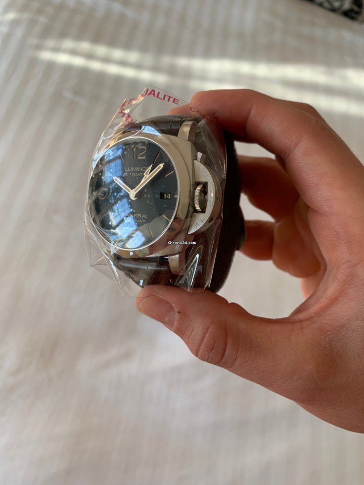IMG_9081 Panerai Luminor 1950 3 Days GMT Automatic Mens watch Unisex Automatic Steel PAM 01320 Replica 4