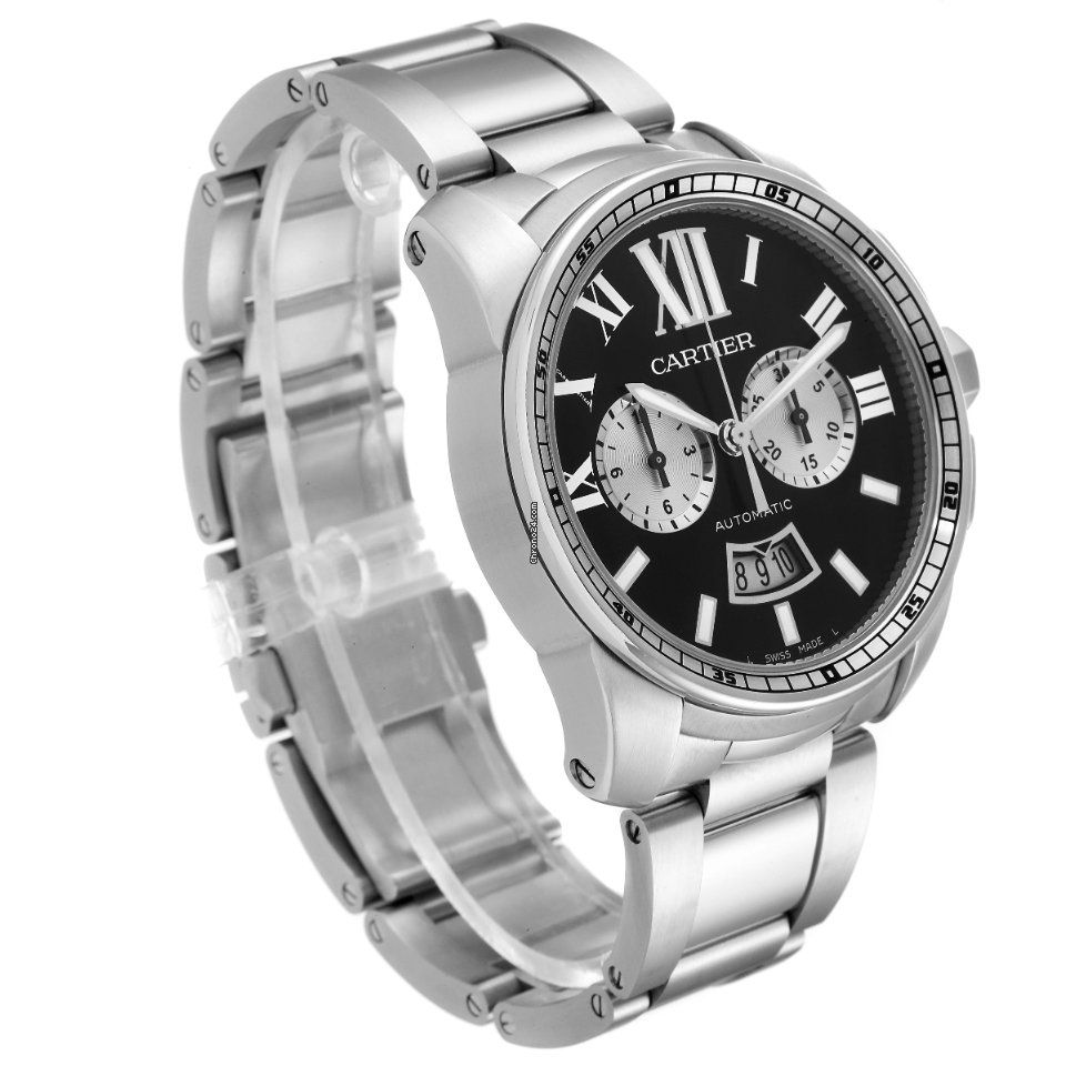IMG_9081 Cartier Calibre de Cartier Chronograph Mens watch Unisex Automatic Steel W7100061 Replica 4