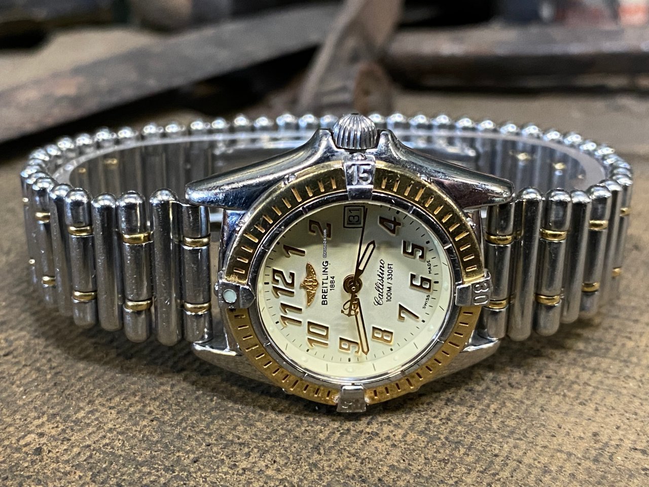 IMG_9081 Breitling Callistino Womens watch Quartz Gold Steel D52345 Replica 4