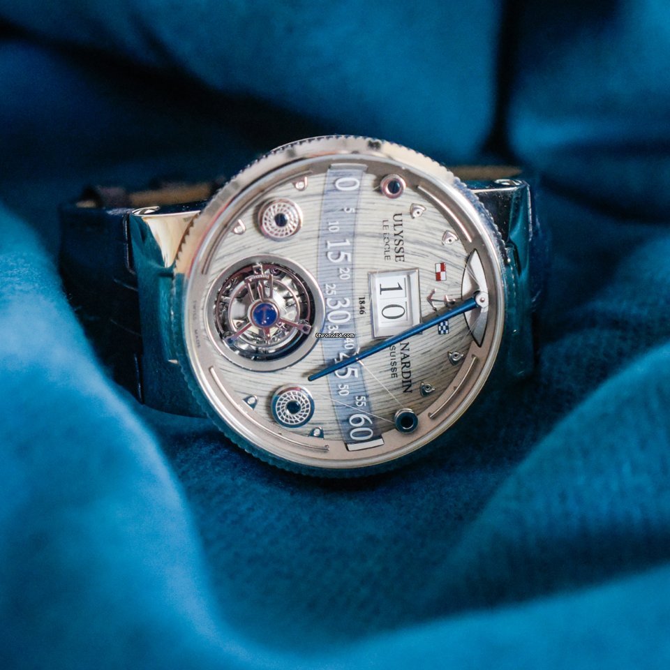 Ulysse Nardin Marine Grand Deck Mens watch Unisex Manual winding White gold 6300-300 Replica 4