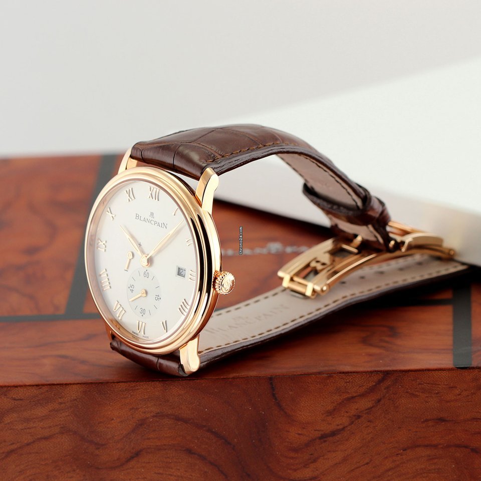 IMG_9081 Blancpain Villeret Ultra-Slim Mens watch Unisex Manual winding Rose gold 6606-3642-55b Replica 4