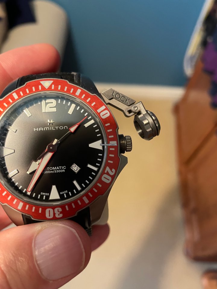 Hamilton Khaki Navy Frogman Mens watch Unisex Automatic Titanium H77805335 Replica 4