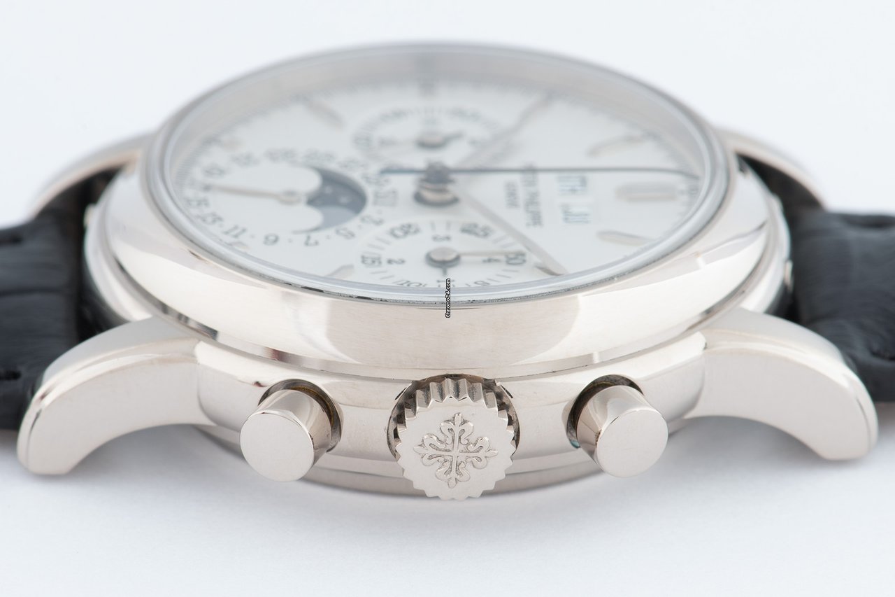 IMG_9081 Patek Philippe Perpetual Calendar Chronograph Mens watch Unisex Manual winding White gold 3970 G Replica 4