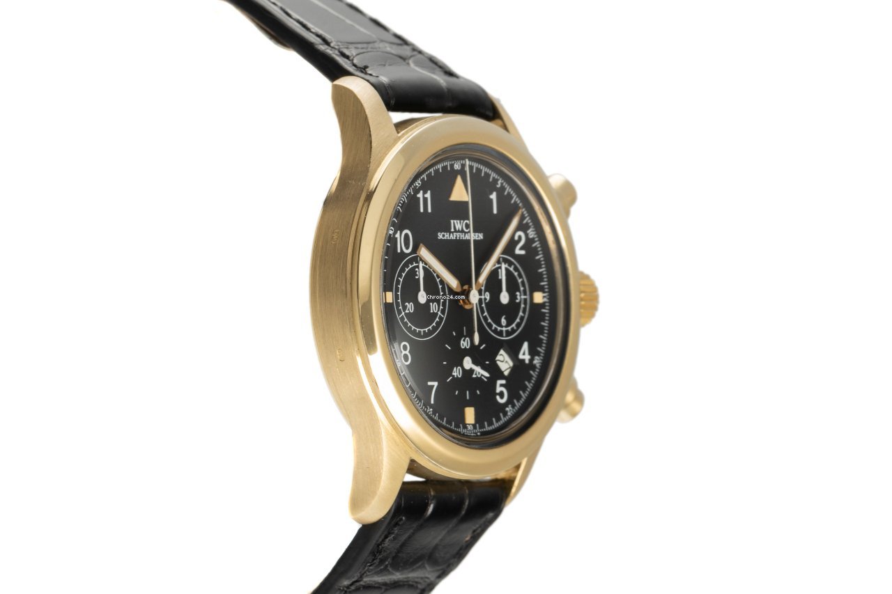 IMG_9081 IWC Pilot Chronograph Mens watch Unisex Quartz Yellow gold 3740 Replica 4