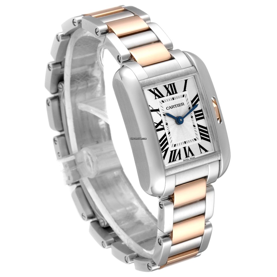 IMG_9081 Cartier Tank Anglaise Womens watch Quartz Gold Steel W5310036 Replica 4
