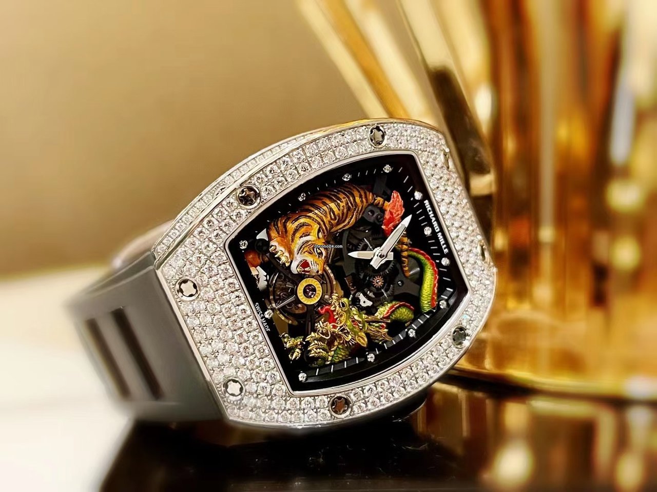 IMG_9081 Richard Mille Mens watch Unisex Automatic White gold RM 51-01 Tiger and Dragon-Michelle Yeoh Replica 4