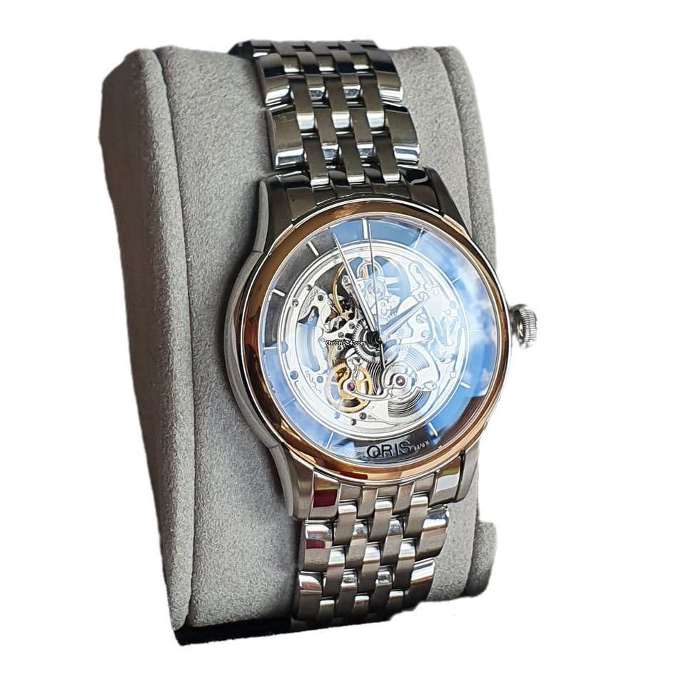 IMG_9081 Oris Artelier Translucent Skeleton Mens watch Unisex Automatic Steel 01 734 7684 6351-07 8 21 77 Replica 4